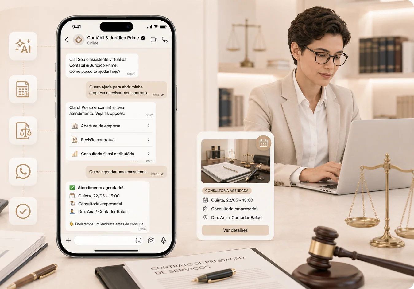 Atendimento por IA para contabilidade e advocacia
